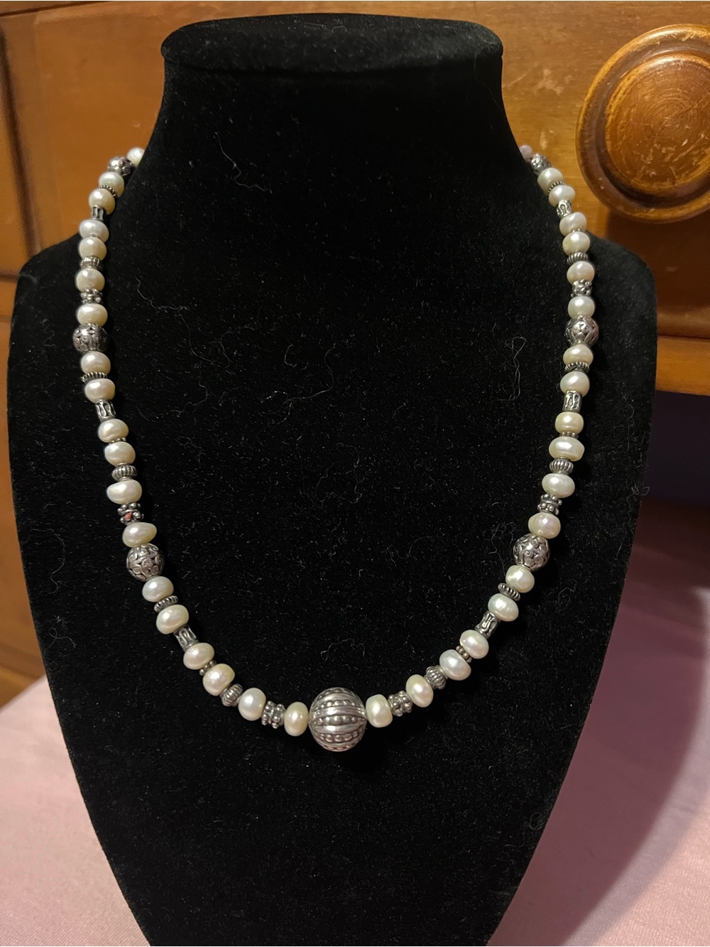 Sterling and pearl necklace